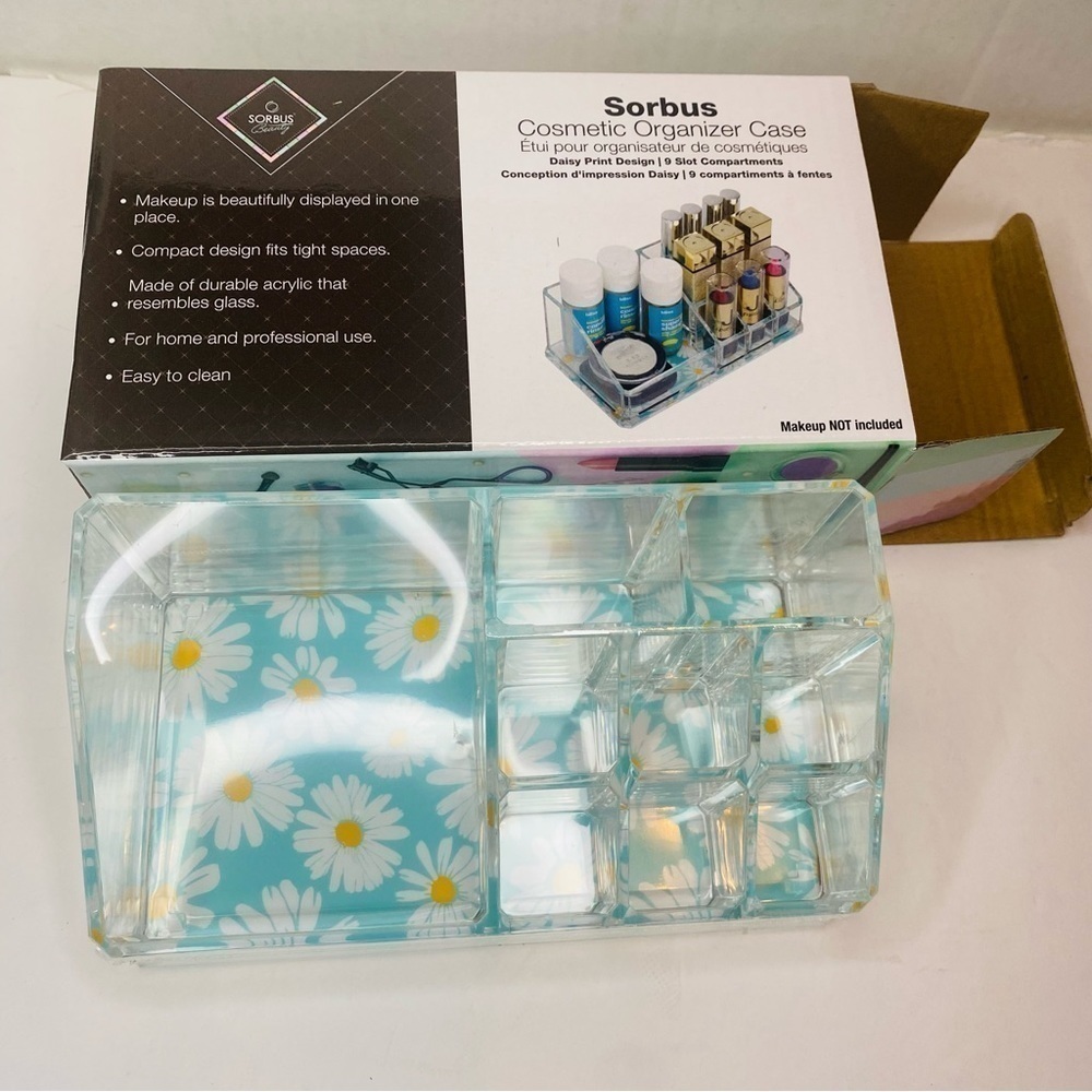 Sorbus Cosmetic Organizer Case Daisy Print NWT
